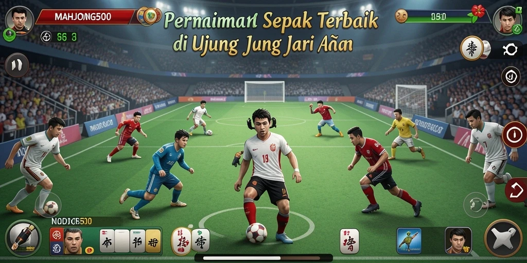 Gameplay intens dalam <strong>MAHJONG500</strong> dengan aksi sepak bola yang seru.